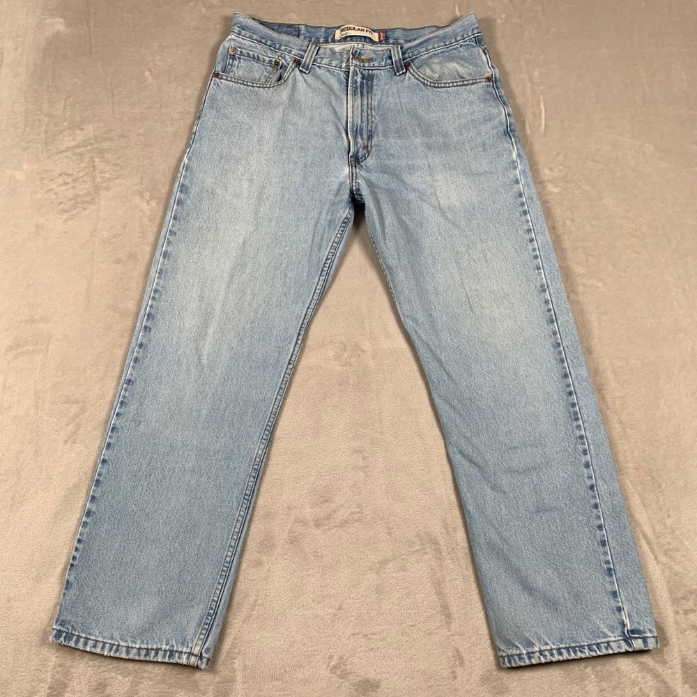 Levi's 505 Regular Fit Jeans Mens 34x29 Light Wash Straight Leg Denim - Picture 2 of 10